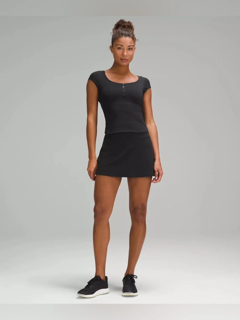 lululemon athletica Black Short Sleeve Henley Tee